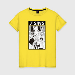 Футболка хлопковая женская The Seven Deadly Sins, цвет: желтый