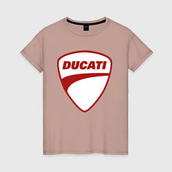 Футболка хлопковая женская Ducati Logo Дукати Лого Z, цвет: пыльно-розовый