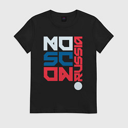Футболка хлопковая женская Москва Россия, цвет: черный
