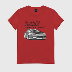 Футболка хлопковая женская Nissan 180SX, цвет: красный