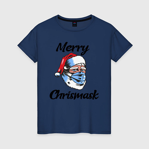 Женская футболка Merry Chrismask / Тёмно-синий – фото 1