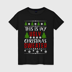 Футболка хлопковая женская My ugly christmas sweater, цвет: черный
