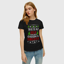 Футболка хлопковая женская My ugly christmas sweater, цвет: черный — фото 2