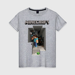 Футболка хлопковая женская Minecraft, цвет: меланж