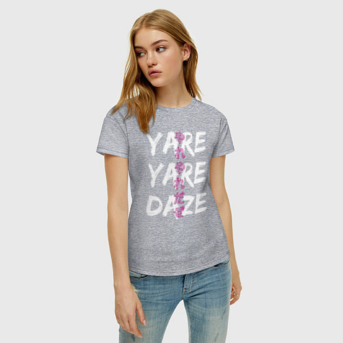 Женская футболка YARE YARE DAZE / Меланж – фото 3
