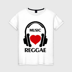 Футболка хлопковая женская Reggae Music is Love, цвет: белый