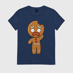 Футболка хлопковая женская Рождественский Пряник, цвет: тёмно-синий