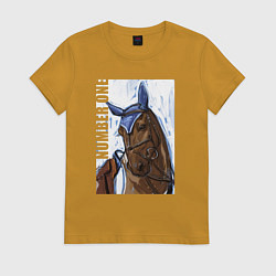 Футболка хлопковая женская Number one, цвет: горчичный