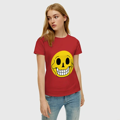 Женская футболка Смайл череп / Красный – фото 3