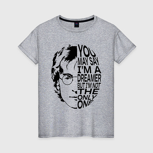 Женская футболка Джон Леннон, цитата Imagine / Меланж – фото 1