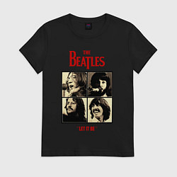 Футболка хлопковая женская The Beatles LET IT BE, цвет: черный