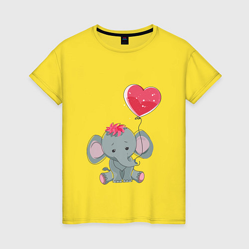 Женская футболка Влюбленный слоник / Желтый – фото 1