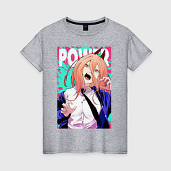 Футболка хлопковая женская POWER CHAINSAW MAN ANIME, цвет: меланж