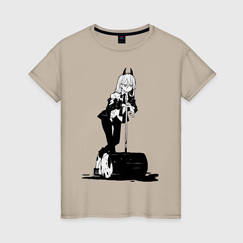 Женская футболка Человек бензопила Пауэр / Миндальный – фото 1