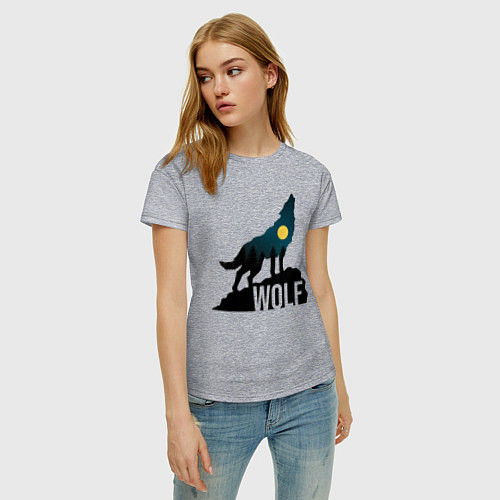 Женская футболка Волк / Меланж – фото 3