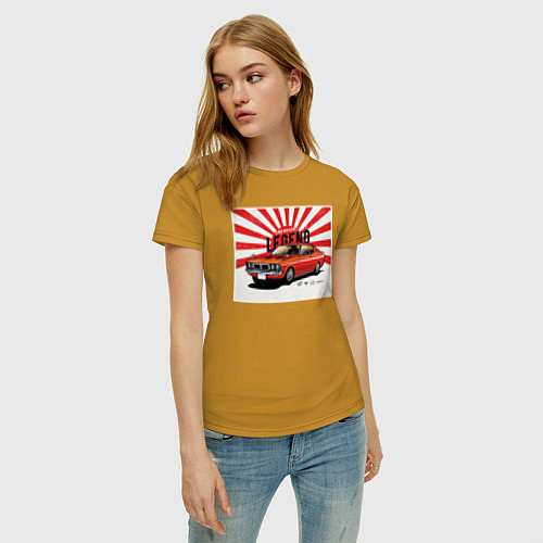 Женская футболка Japan car / Горчичный – фото 3