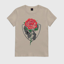 Футболка хлопковая женская Skull&Rose, цвет: миндальный