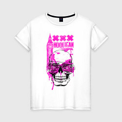 Футболка хлопковая женская Skull Hooligan, цвет: белый