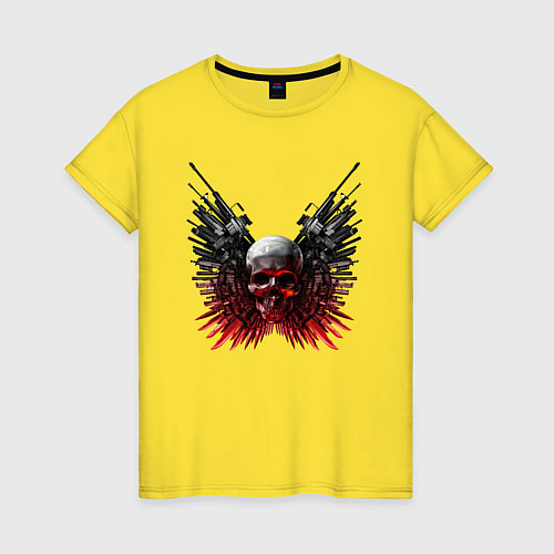 Женская футболка Череп и Оружие / Желтый – фото 1