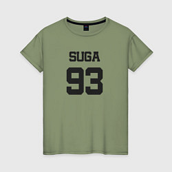 Футболка хлопковая женская BTS - Suga 93, цвет: авокадо