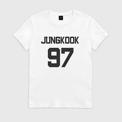 Футболка хлопковая женская BTS - Jungkook 97, цвет: белый