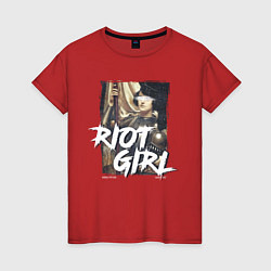 Футболка хлопковая женская Riot girl, цвет: красный