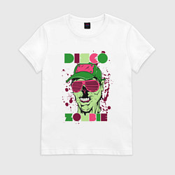 Футболка хлопковая женская Зомби Диско, цвет: белый