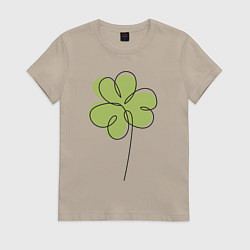 Футболка хлопковая женская Клевер на День святого Патрика, цвет: миндальный