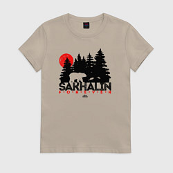 Футболка хлопковая женская Sakhalin forever, цвет: миндальный