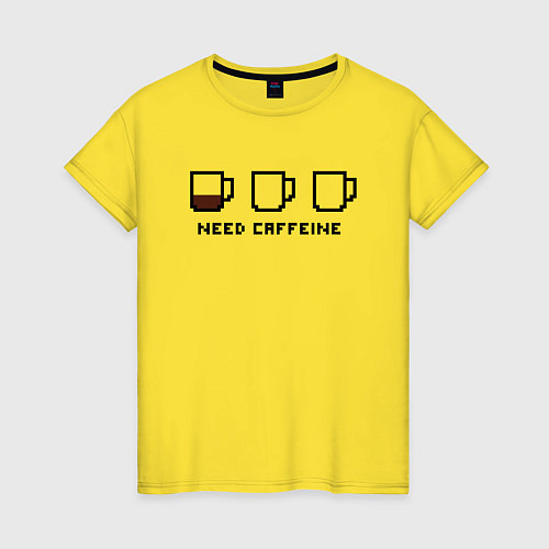 Женская футболка Need Caffeine / Желтый – фото 1