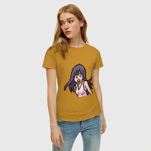 Женская футболка Pixel art anime / Горчичный – фото 3
