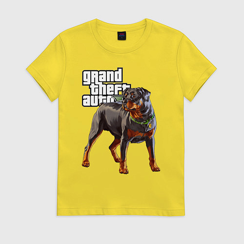 Женская футболка ЧОП - ротвейлер из GTA 5 / Желтый – фото 1
