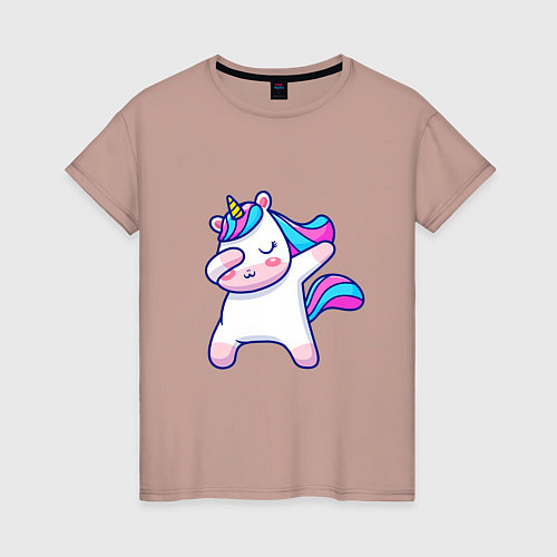 Женская футболка Cute unicorn / Пыльно-розовый – фото 1