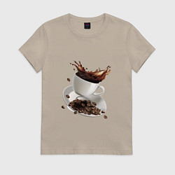 Футболка хлопковая женская Кофеек, цвет: миндальный