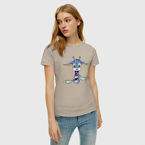 Женская футболка Жирафик в облаках / Миндальный – фото 3