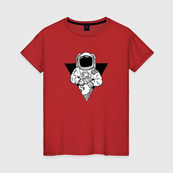Футболка хлопковая женская Космонавт, цвет: красный
