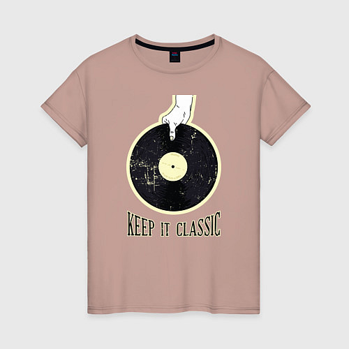 Женская футболка Винил Keep It Classic / Пыльно-розовый – фото 1