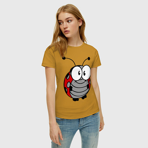 Женская футболка Удивленная божья коровка / Горчичный – фото 3