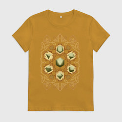 Футболка хлопковая женская DnD Dices: Celtic Motifs, цвет: горчичный
