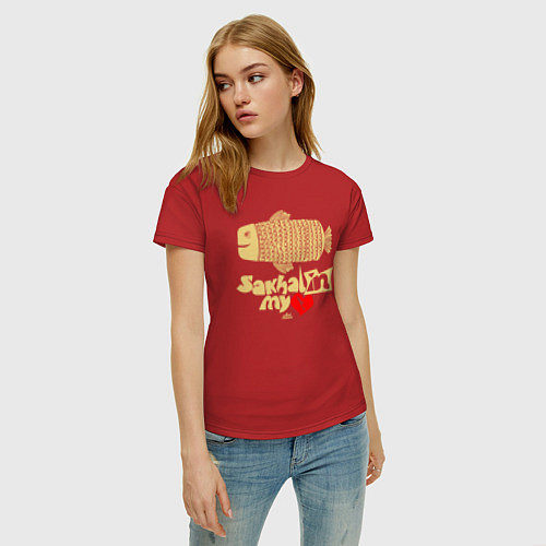 Женская футболка Сахалин в моем сердце / Красный – фото 3
