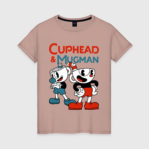 Женская футболка Cuphead & Mugman / Пыльно-розовый – фото 1