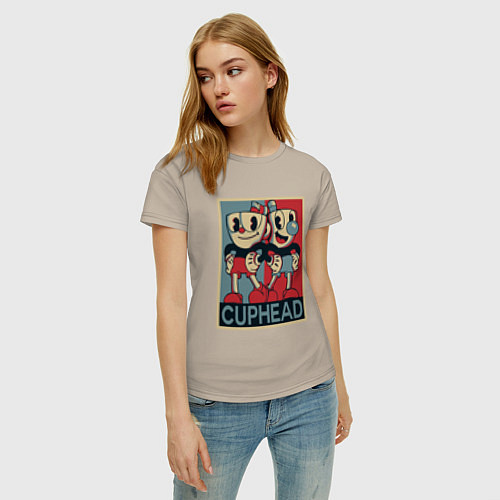 Женская футболка CUPHEAD / Миндальный – фото 3