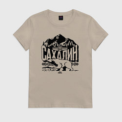Футболка хлопковая женская Остров Сахалин, цвет: миндальный