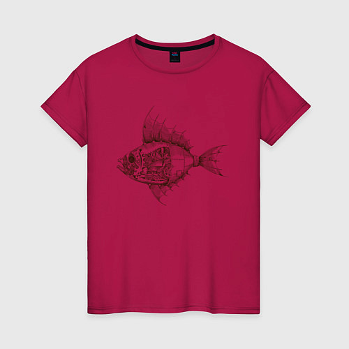 Женская футболка Стимпанк Рыба Steampunk Fish Z / Маджента – фото 1
