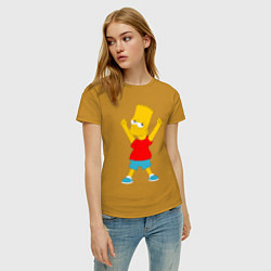 Футболка хлопковая женская Барт Симпсон, цвет: горчичный — фото 2