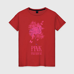 Футболка хлопковая женская Pink paradise, цвет: красный