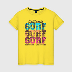 Футболка хлопковая женская Surf, цвет: желтый