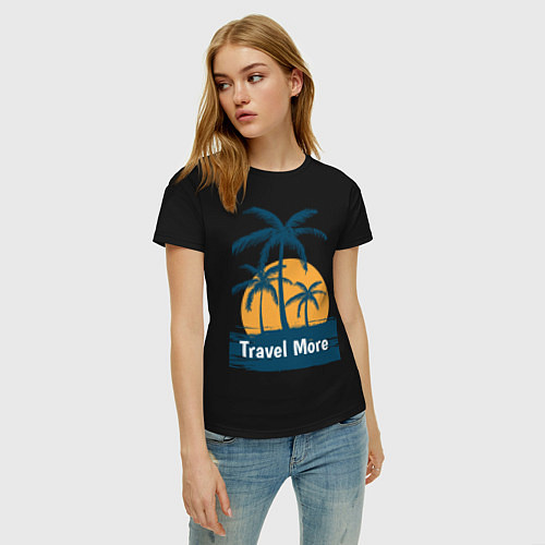 Женская футболка Travel more / Черный – фото 3