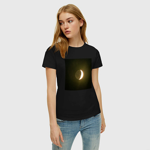 Женская футболка Луна на фоне ночного неба / Черный – фото 3