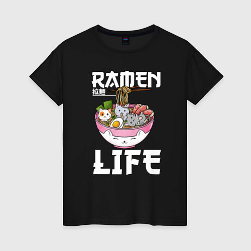 Женская футболка Ramen life / Черный – фото 1